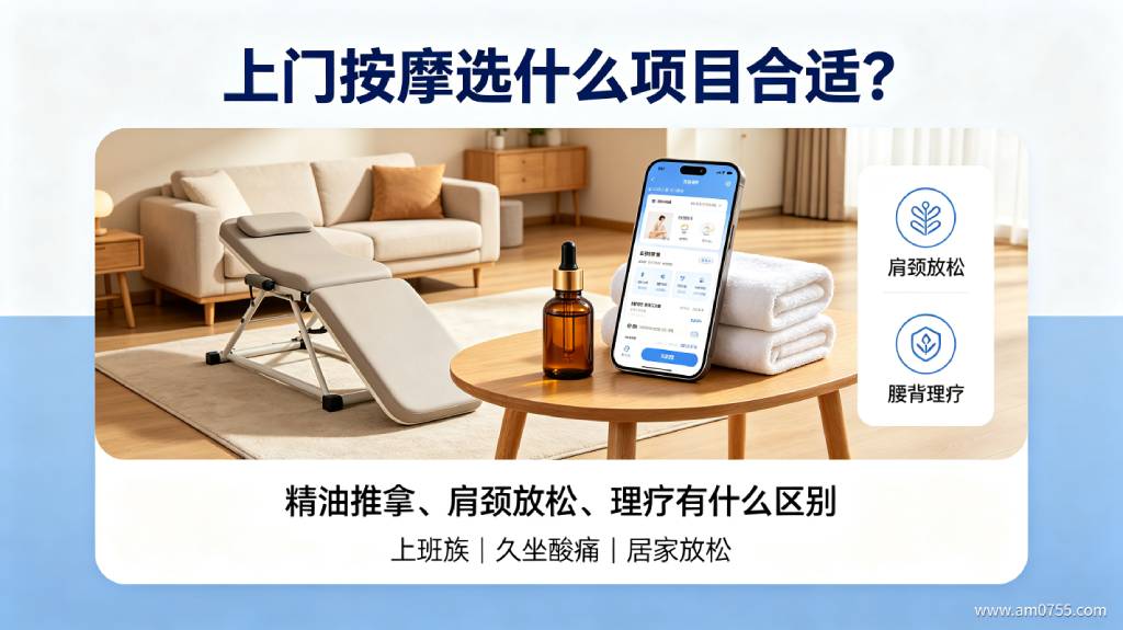 上门按摩选什么项目合适？精油推拿、肩颈放松、理疗有什么区别