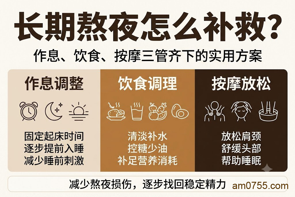 长期熬夜怎么补救？作息、饮食、按摩三管齐下的实用方案